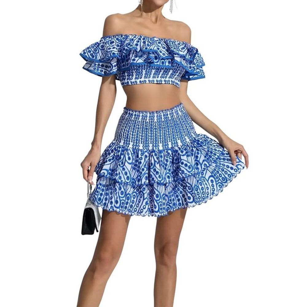 Linda Charm Womens 2Pc Top & Mini Skirt Set